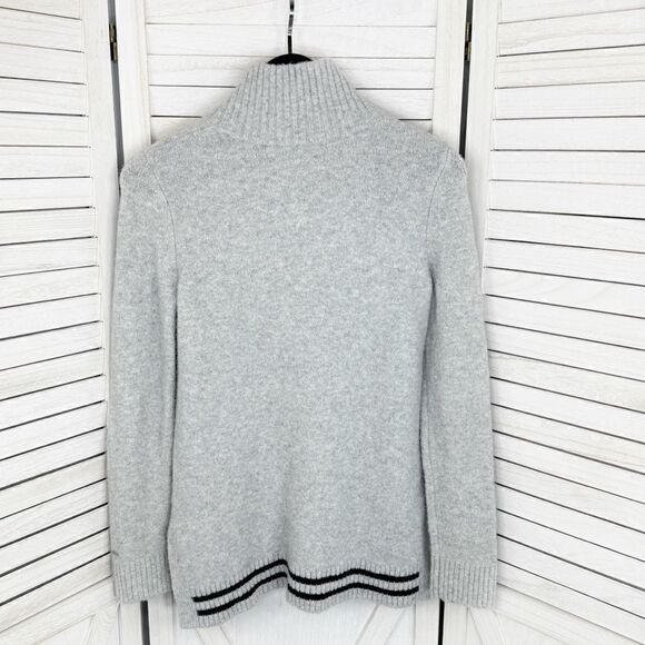 Tommy Hilfiger Logo Patch Varsity Sweater Grey Small Wool Blend Quarter Zip - Picture 8 of 12
